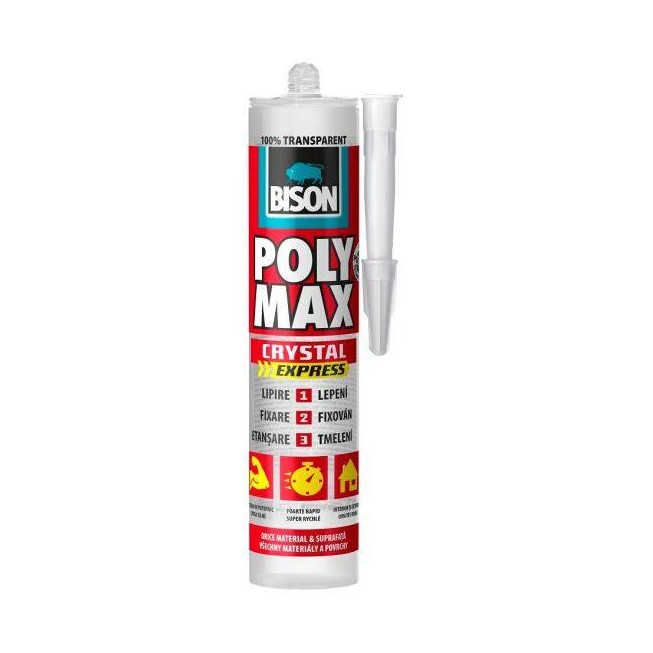Adeziv și etanșeizant rapid Bison Poly Max Crystal Express Transparent 300g – lipire profesională universală