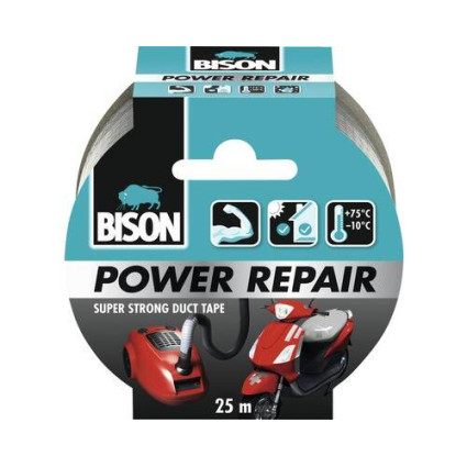 Bandă adezivă texturată Bison Power Repair 50 mm x 25 m – bandă universală pentru reparații, etanșare și fixare