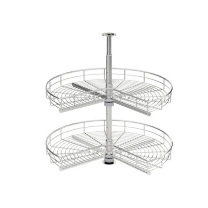 Coș rotativ Premium 3/4 Revo Ø685 mm Häfele – sistem carusel colț bucătărie cu ax reglabil 593–900 mm crom