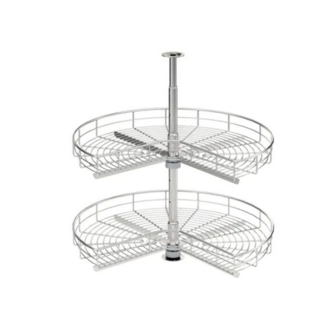 Coș rotativ Premium 3/4 Revo Ø685 mm Häfele – sistem carusel colț bucătărie cu ax reglabil 593–900 mm crom