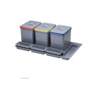 Coș de Gunoi Încorporabil Practiko pentru corp 900 mm, 4 Recipiente, Colectare Selectivă 44L, Gri