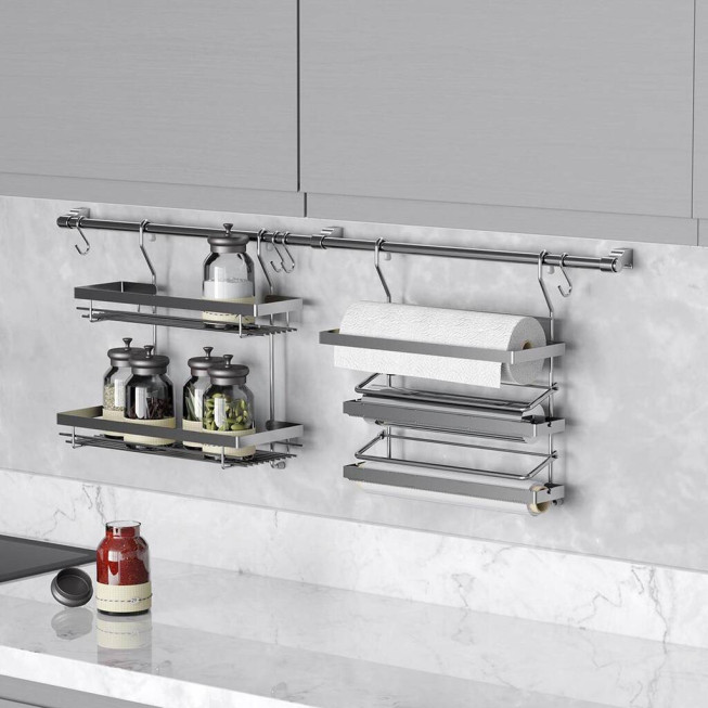 Kit bucătărie Starax, 1000 x 170 x 360 mm, cu 2 accesorii metalice cromate