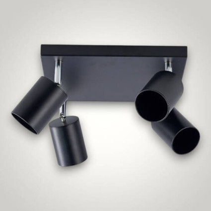 Spot Pătrat Reglabil Negru, 4xGU10, 250mm – Aplică Modernă pentru Tavan Interior