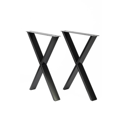 Set 2 bucăți picior masă tip X, Negru, 580x75x3 mm, H710x580, pentru mobilier modern