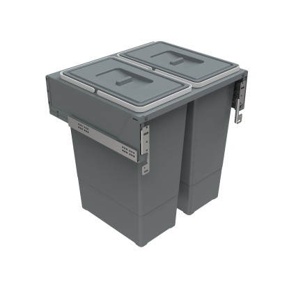 Coș Extractibil Deșeuri Elletipi BLOCK 2.0 PBR A4760H2 – 2x45L, Șine Metalice