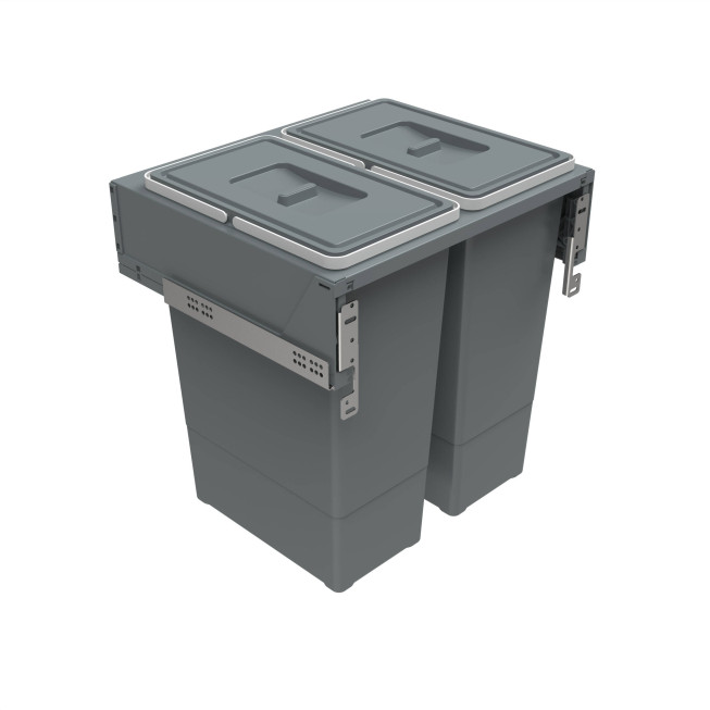 Coș Extractibil Deșeuri Elletipi BLOCK 2.0 PBR A4760H2 – 2x45L, Șine Metalice