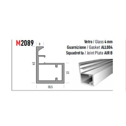 Profil Aluminiu Negru M2089, 3 metri, pentru Sticlă 4 mm-Profil Vertical pentru Vitrine și Mobilier
