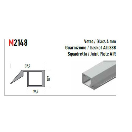 Profil Aluminiu Negru M2148, 3 metri, pentru Sticlă 4 mm-Profil Ramă și Protecție pentru Sticlă