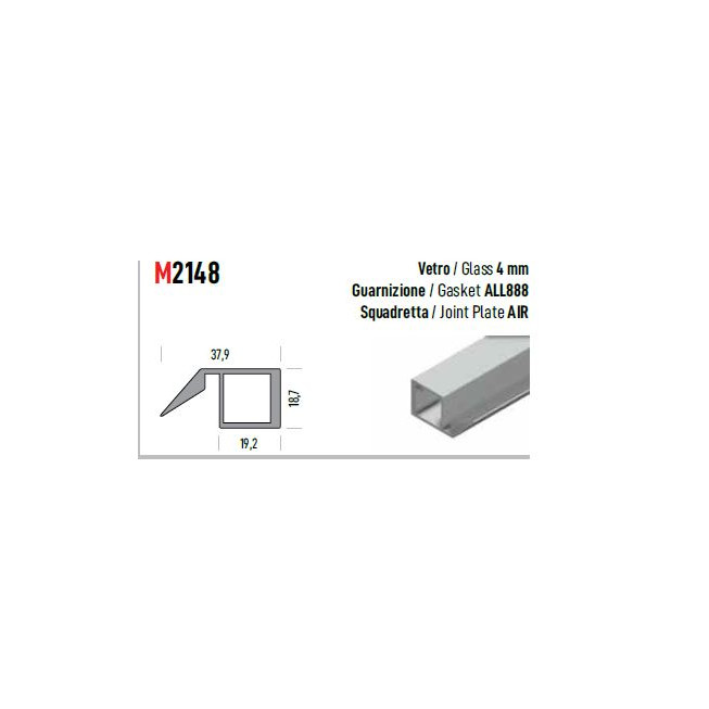 Profil Aluminiu Negru M2148, 3 metri, pentru Sticlă 4 mm-Profil Ramă și Protecție pentru Sticlă