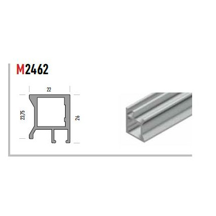 Profil Aluminiu Negru M2462 , 3 metri, pentru Sticlă 4 mm-Profil Cadru pentru Vitrine și Mobilier din Sticlă