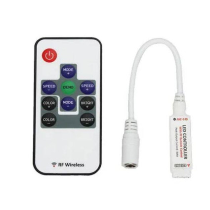 Mini controller bandă LED RGB 12V, 72W, 6A, telecomandă RF 10 taste – control rapid lumini LED