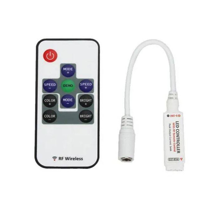 Mini controller bandă LED RGB 12V, 72W, 6A, telecomandă RF 10 taste – control rapid lumini LED