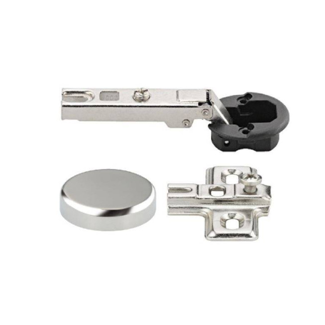 Balama aplicata Häfele 95gr pentru Uși din Sticlă, cu Plăcuță de Montaj și Capac Aluminiu