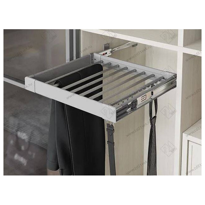 Suport telescopic pentru pantaloni Starax S-6207-G, dulap 800 mm, gri, 750–780×470×95 mm