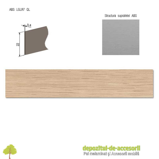 Cant ABS Stejar Nebraska natur 22mm x 0,4mm compatibil cu Stejar Nebraska natur H3331 ST10 Egger