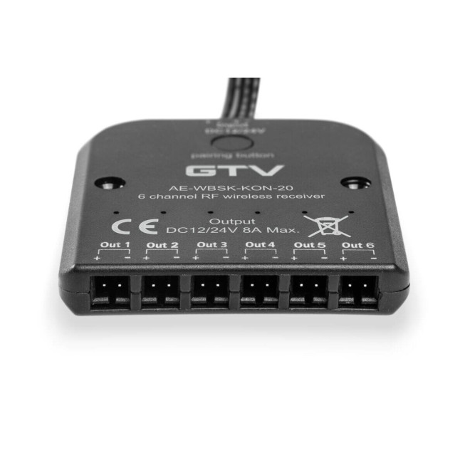 Receptor wireless GTV SKY, 8A, pentru sisteme LED 12V/24V, cu cablu Mini AMP 1m – AE-WBSK-KON-20