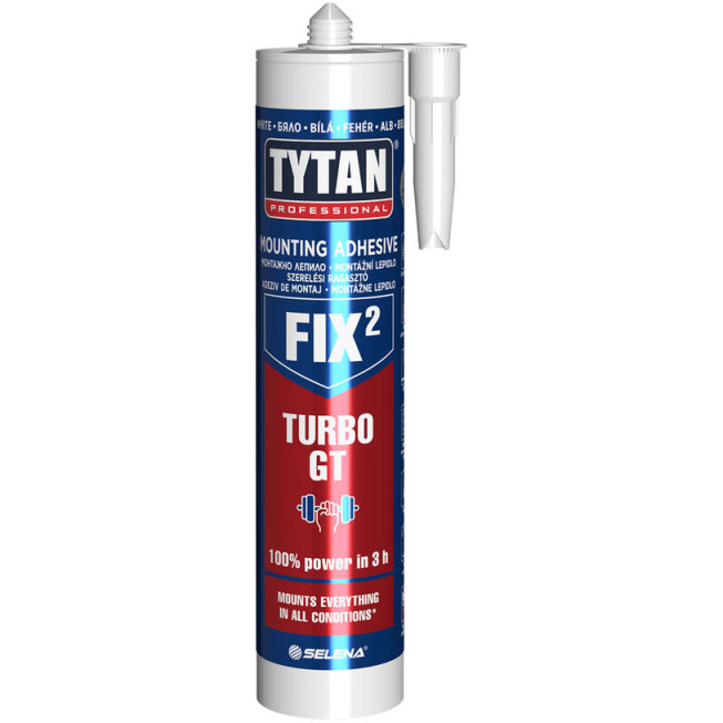Adeziv de montaj Tytan Professional FIX² Turbo GT 290 ml – lipire ultra rapidă pentru elemente grele