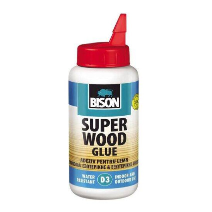 Adeziv pentru lemn Bison Super Wood D3 750 g – adeziv PVAc rezistent la apă pentru interior și exterior