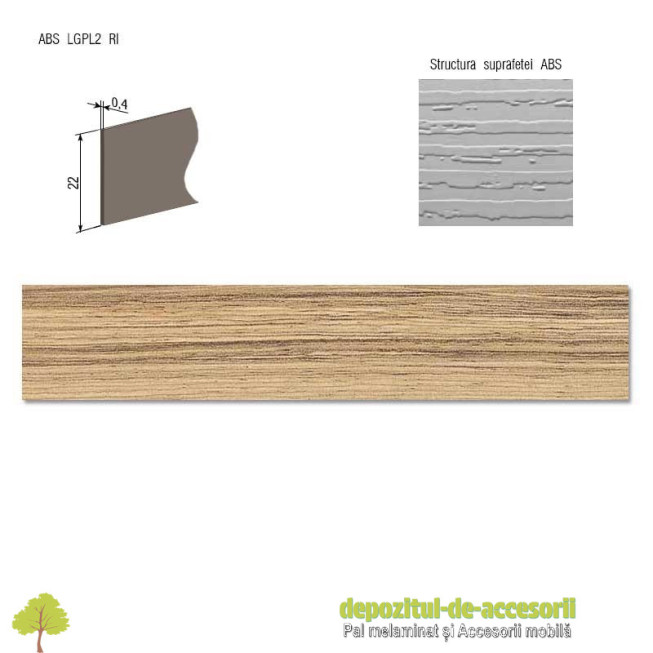 Cant ABS Coco Bolo natur 22mm x 0,4mm Compatibil cu PAL Melaminat Coco Bolo natur H3012-ST22