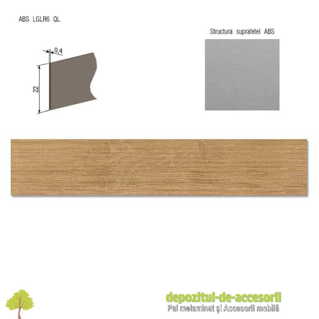 Cant ABS Stejar Bardolino gri 22mm x 0,4mm Compatibil cu PAL Melaminat Stejar Arlington natur H3303