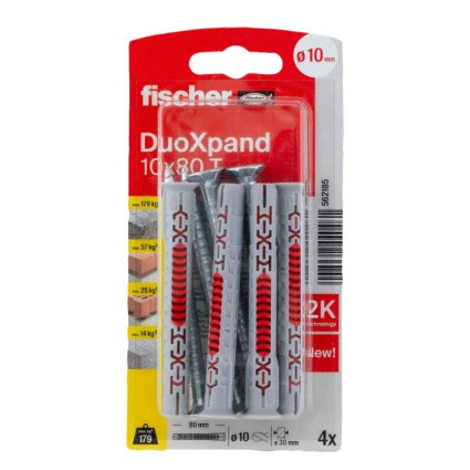 Set 4 dibluri Fischer DuoXpand, 10x80, T K NV, cu șuruburi