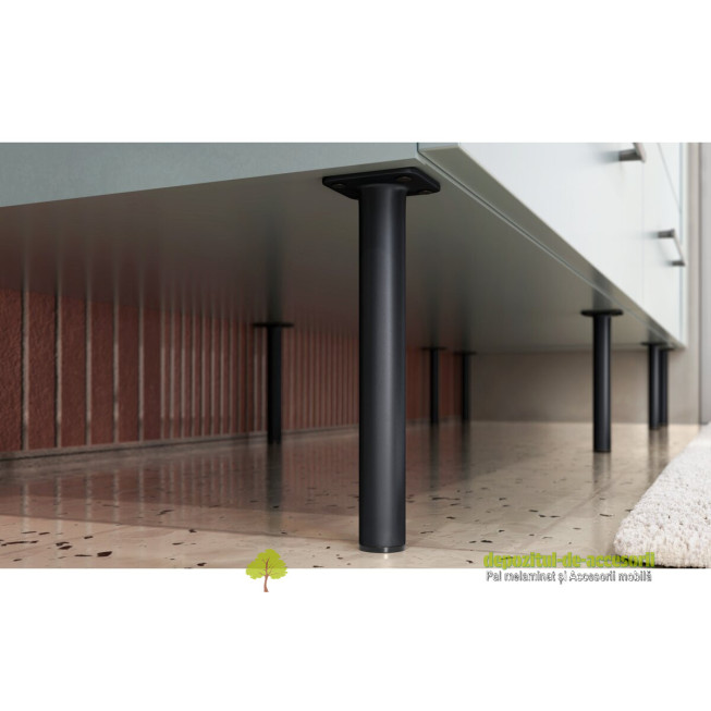 Picior mobilier RONDA H150mm D25mm, negru mat
