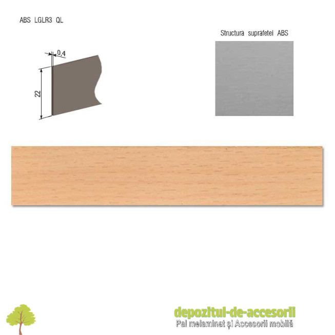 Cant ABS Fag Ellmau 22mm x 0,4mm Compatibil cu PAL Melaminat Fag Ellmau H1582 ST15 Egger