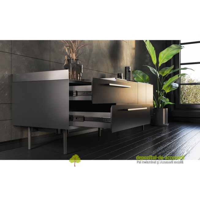 Glisiere cu bile VERSALITE PLUS H 45 L-550mm, soft-close, negru