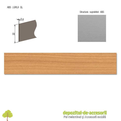 Cant ABS Cireş Veneţian natur deschis 22mm x 0,4mm Compatibil cu PAL Melaminat Cires Venetian natur deschis H3662 ST9 Egger