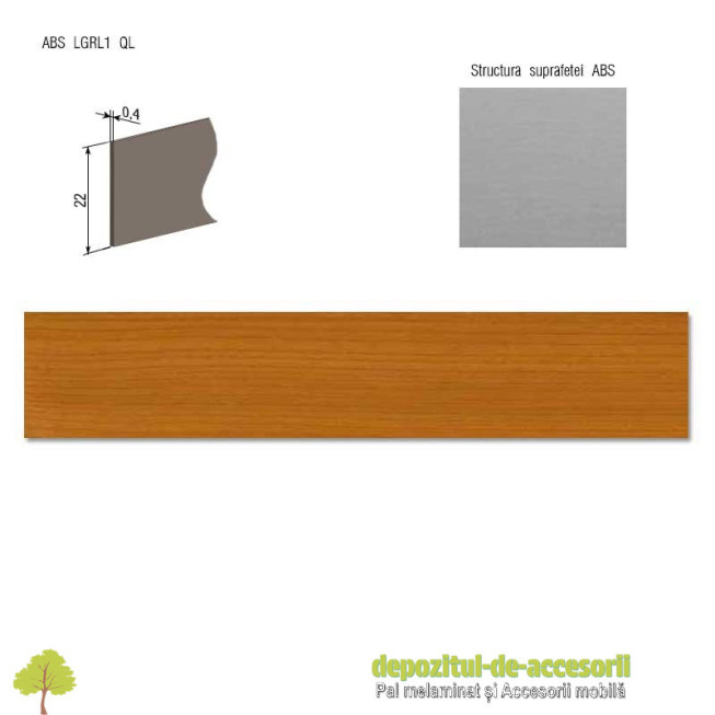 Cant ABS Cireş 22mm x 0,4mm Compatibil cu PAL Melaminat Cires H1706 ST15 Egger