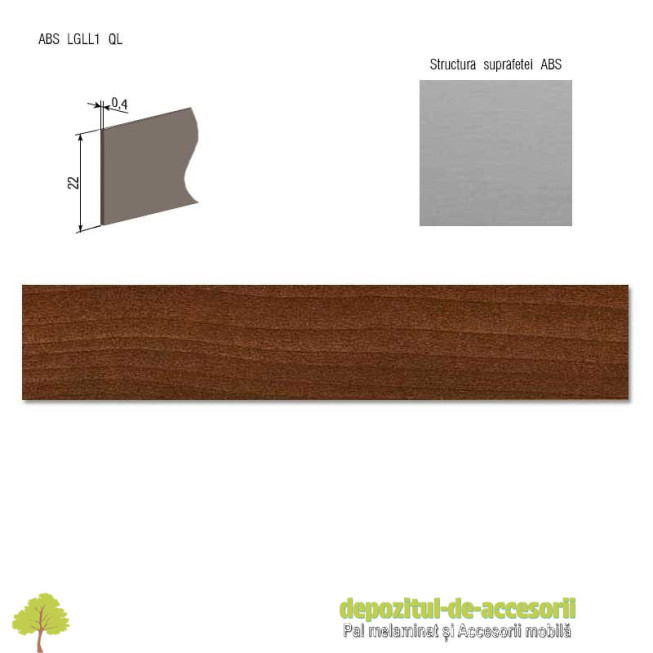 Cant ABS Nuc Aida tabac 22mm x 0,4mm Compatibil cu PAL Melaminat Nuc Aida tabac H3704 ST15 Egger