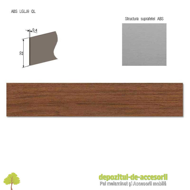 Cant ABS Nuc Dijon natur 22mm x 0,4mm Compatibil cu PAL Melaminat Nuc Dijon natur H3734 ST9 Egger