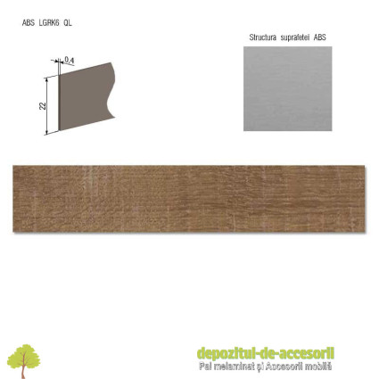 Cant ABS Nuc Dijon natur 22mm x 0,4mm Compatibil cu PAL Melaminat Stejar autentic maro H1151 Egger