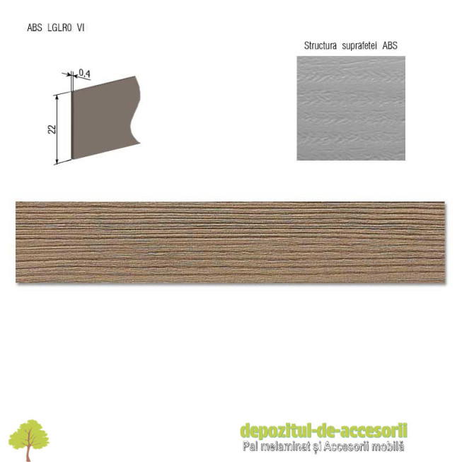 Cant ABS Larice nisip 22mm x 0,4mm Compatibil cu Pal Melaminat Larice nisip H3410 ST22 Egger