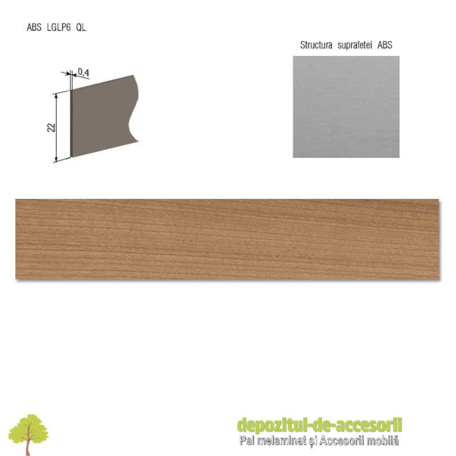 Cant ABS Cires Romana 22mm x 0,4mm Compatibil cu PAL Melaminat Cires Romana H1615 ST9 Egger