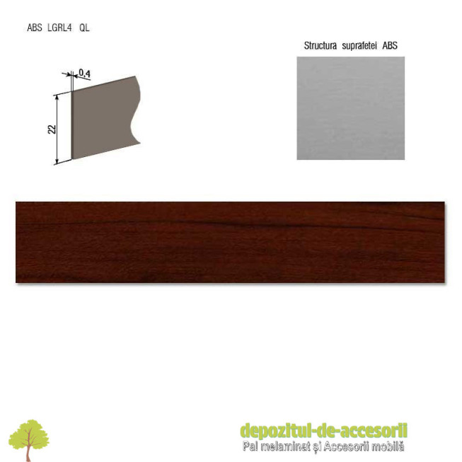 Cant ABS Mahon Sierra 22mm x 0,4mm Compatibil cu PAL Melaminat Mahon Sierra H3080 ST15 Egger