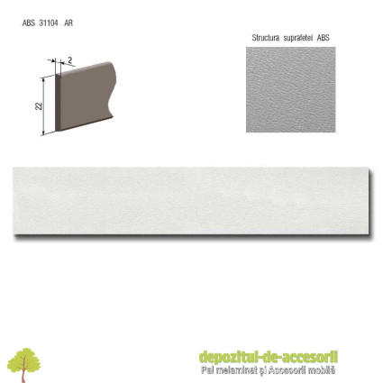 Cant ABS Gri deschis 22mm x 2mm Compatibil cu Pal melaminat Gri deschis U708 ST2 