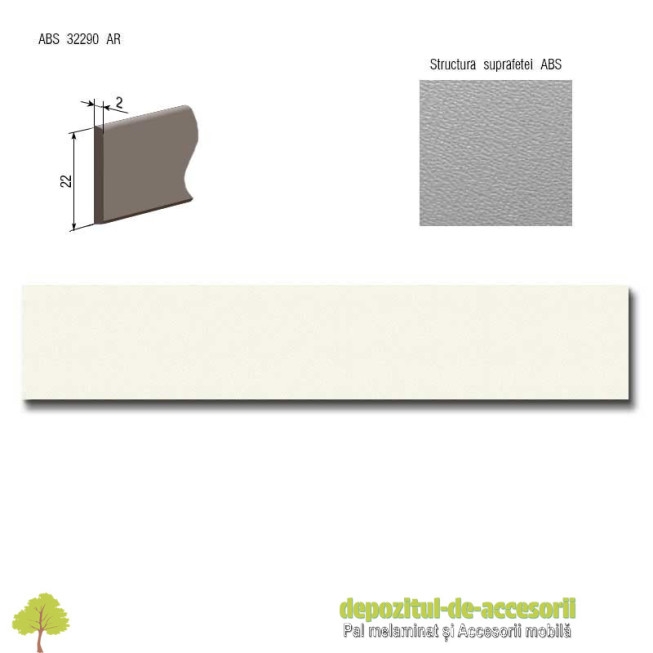 Cant ABS Alb 22mm x 2mm Compatibil cu Pal melaminat Alb Egger W911