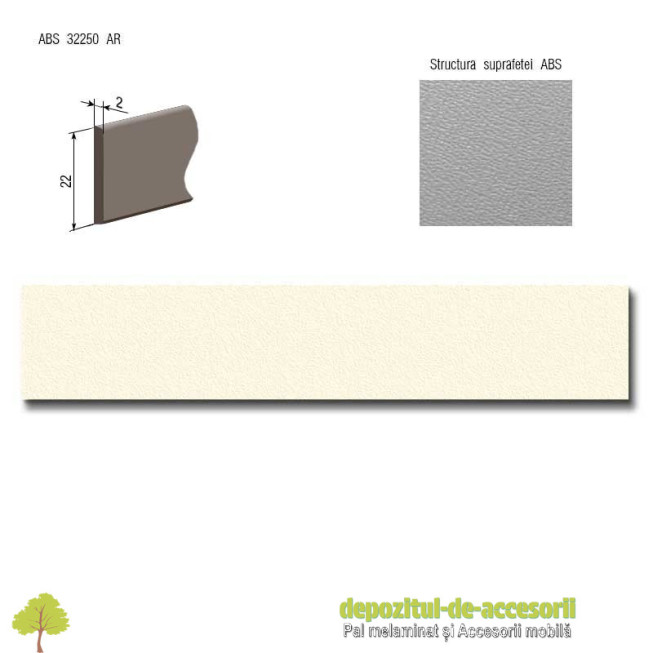 Cant ABS Alabastru 22mm x 2mm  Compatibil cu Pal melaminat Alabastru Egger U104 ST15
