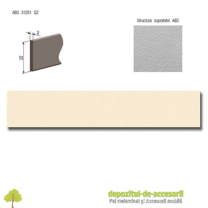 Cant ABS Vanilie 22mm x 2mm Compatibil cu Pal Melaminat Vanilie Egger U108 ST15