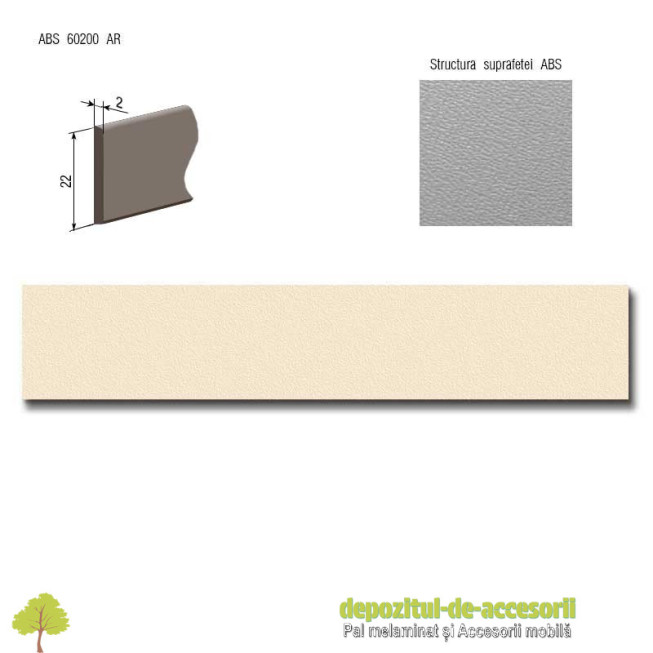 Cant ABS Bumbac 22mm x 2mm Compatibil cu Pal Melaminat Bumbac Egger U113 ST2