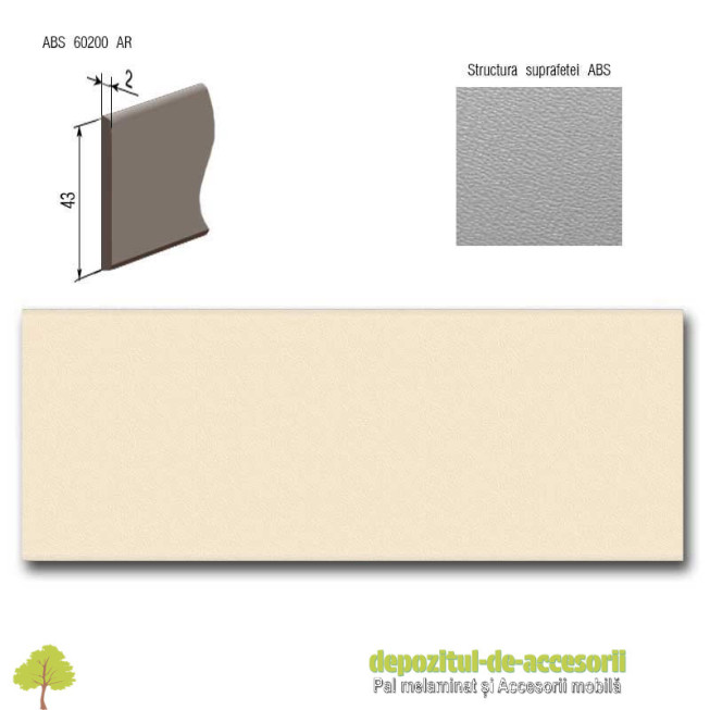 Cant ABS Bumbac 43mm x 2mm Compatibil cu Pal Melaminat Bumbac Egger U113 ST2