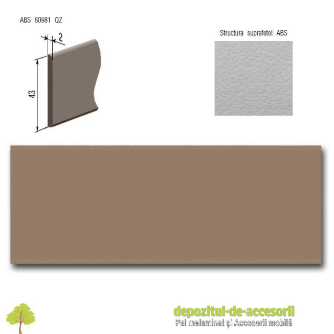 Cant ABS Malaga 43mm x 2mm Compatibil cu Pal Melaminat Malaga Egger U206 ST9