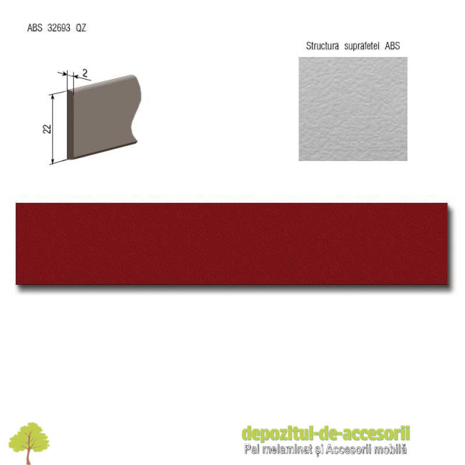 Cant ABS Roșu burgund 22mm x 2mm Compatibil cu Pal Melaminat Rosu burgund Egger U311 ST15