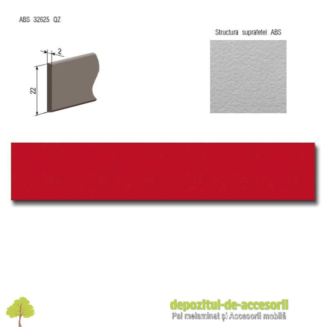 Cant ABS Roșu China 22mm x 2mm Compatibil cu Pal Melaminat Rosu China Egger U321 ST15