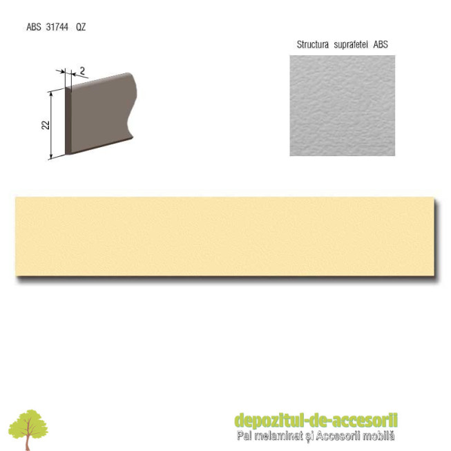Cant ABS Galben catifea 22mm x 2mm Compatibil cu Pal Melaminat Galben catifea Egger U107 ST9
