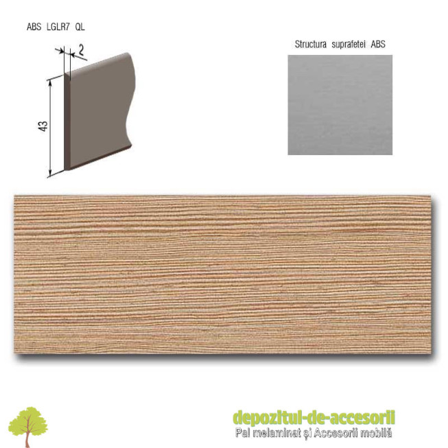 Cant ABS Fino scortisoara 43mm x 2mm Compatibil Pal Melaminat Fino scortisoara Egger F583 ST22