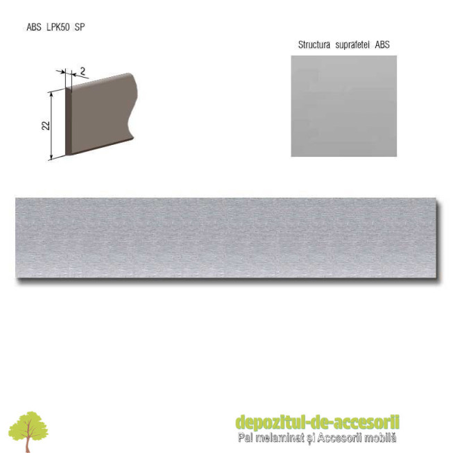 Cant ABS Aluminiu satinat 22mm x 2mm