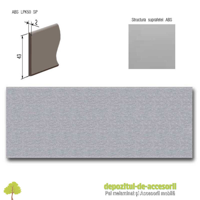 Cant ABS Aluminiu satinat 43mm x 2mm