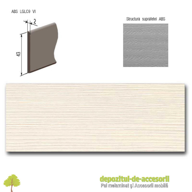 Cant ABS Woodline crem 43mm x 2mm Compatibil Pal Melaminat Woodline crem Egger H1424 ST22